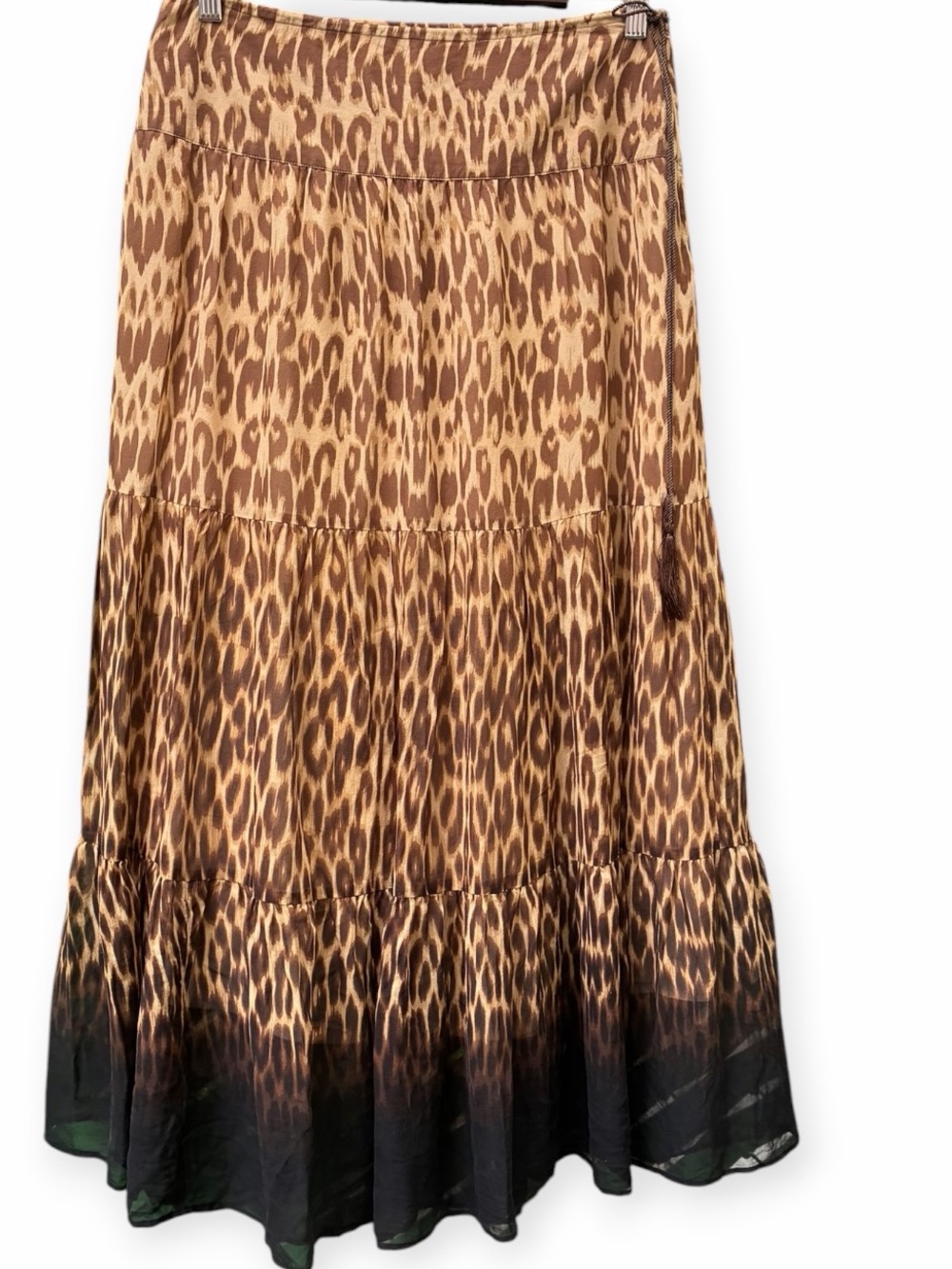 Vintage Cache 100% Silk Ombre Tiered Maxi Skirt